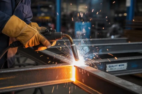 metal welding process with sparks